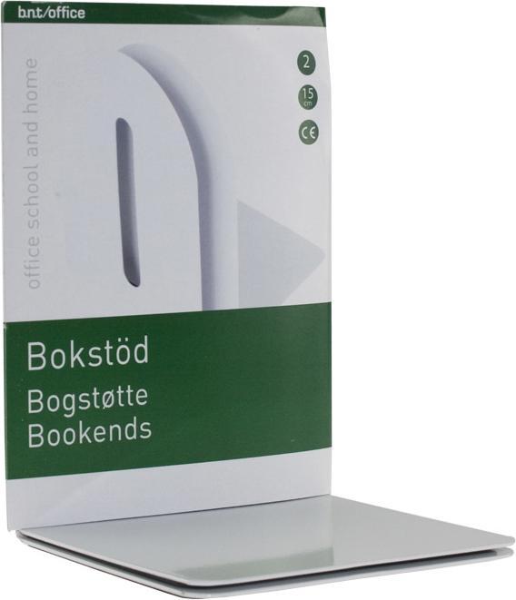 Produktbild B.N.T. Buchstütze Metall 15x15cm weiss Packung mit 2 Stück.