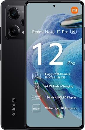 Produktbild Xiaomi Redmi Note 12 Pro (256 GB, Midnight Black, 6.67", Dual SIM, 50 Mpx, 5G)
