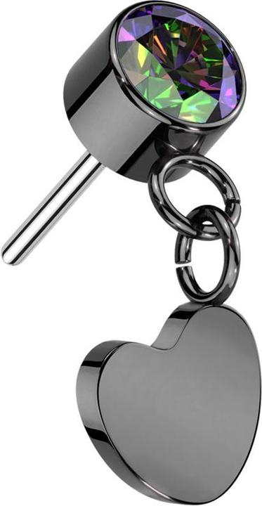 Image du produit Star Piercing Threadless cylindre noir cristal sombre multicolore pendentif coeur noir (Titane G23, sans laiton)