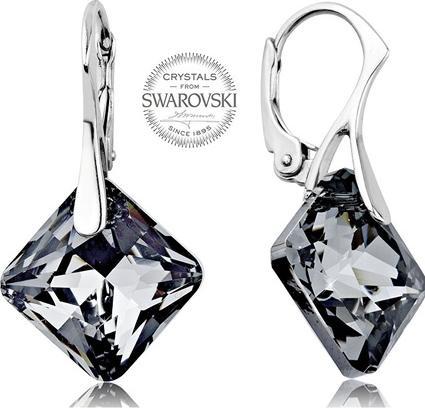 Levien Glittering earrings with dark crystals Princess (L)