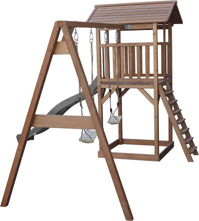 Produktbild Axi Beach Tower Spielturm mit Doppelschaukel Braune - Graue Rutsche