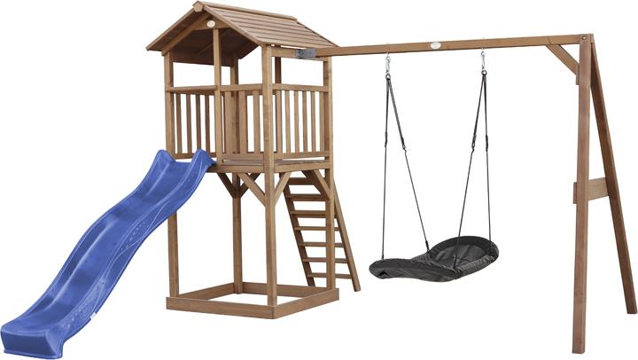 Axi Torre da gioco Beach Tower con Roxy Nest Swing Brown - Blue Slide