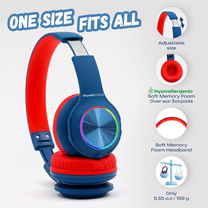 Image du produit PowerLocus PLED Bluetooth-Kinderkopfhörer blau/rot