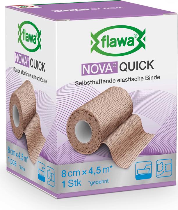 Flawa Nova Quick kohäsive Reissbinde 8cmx4.5m hautfarbig