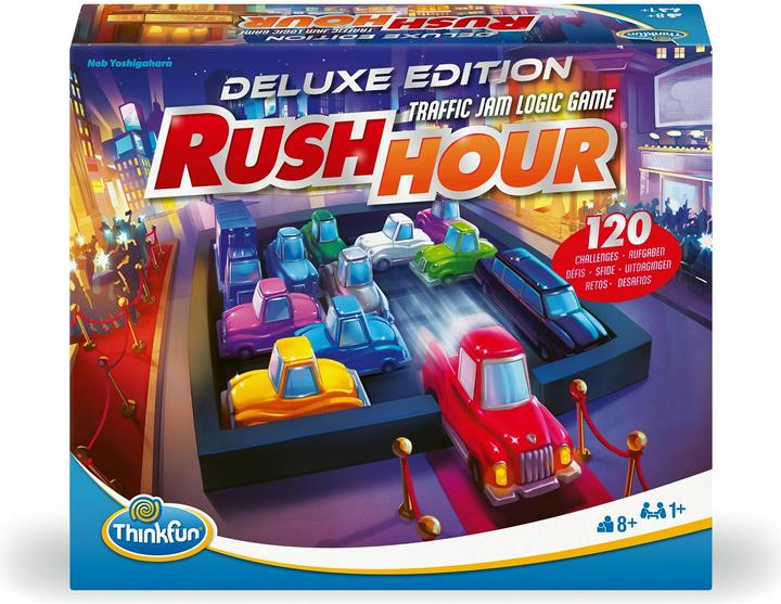 Ravensburger ThinkFun 76617 - Rush Hour - The well-known traffic jam game in the Deluxe Edition with vehicles in (Portuguese, English, German, Italian, French, Spanish, Dutch)