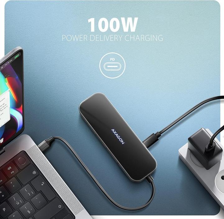 Produktbild Axagon HMC-6GLN USB-C 5Gbps GLASS 6in1 hub (USB-C, 6 Ports)