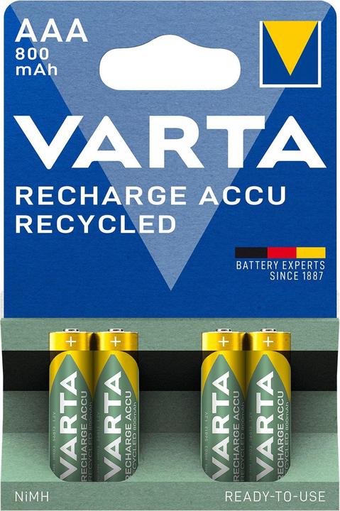 Actual product image Varta Recharge Accu Recycled (4 pcs., AAA, 800 mAh)