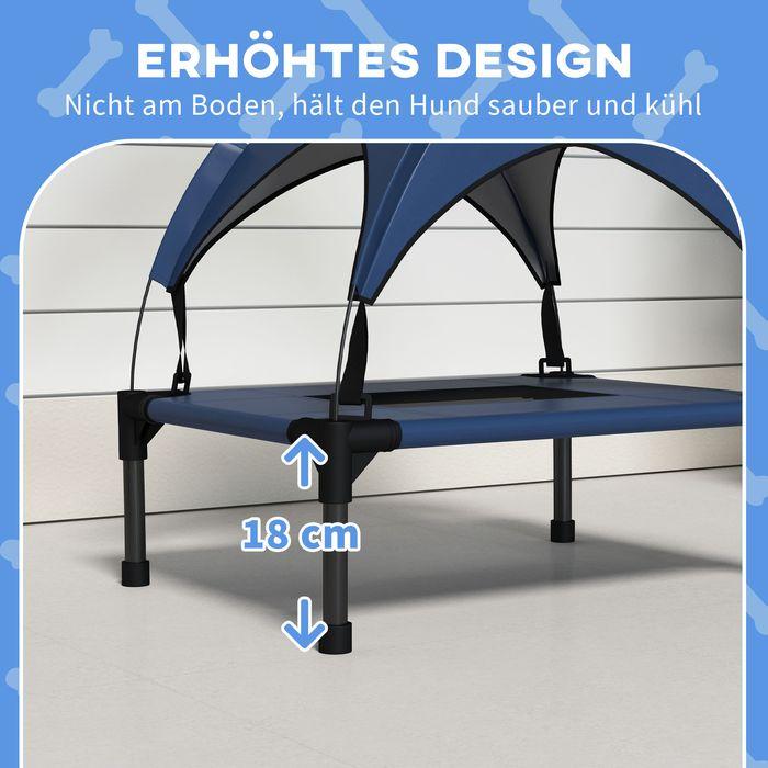Produktbild Swisshandel24 Erhöhtes Hundebett mit Baldachin, Outdoor Hundeliege mit Dach, 61x46x63cm, dunkelblau (Hund)