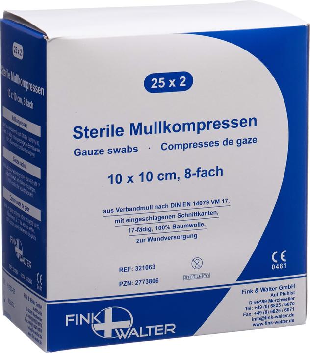 Image du produit Fiwa Mullkompressen 10x10cm steril 8-fach 17-fädig