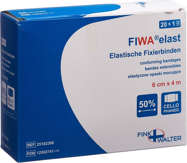 Fiwa Elastische Fixierbinden 6cmx4m weiss einzeln in Cellux verpackt
