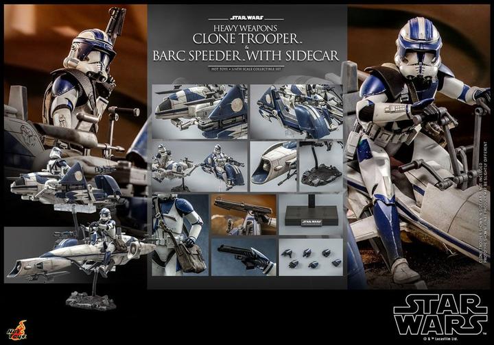 Actual product image Hot Toys Star Wars The Clone Wars figurine 1/6 Heavy Weapons Clone Trooper & BARC Speeder with Sidecar 30 cm