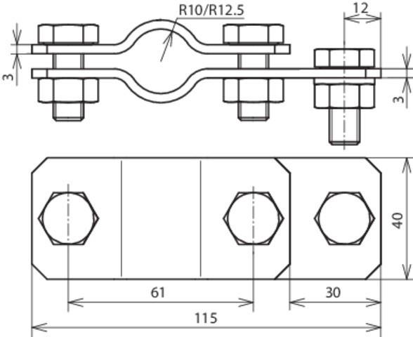 Actual product image Dehn Connection clamp ST Ø20mm 10-12.5mm f/vz <40mm to 40mm