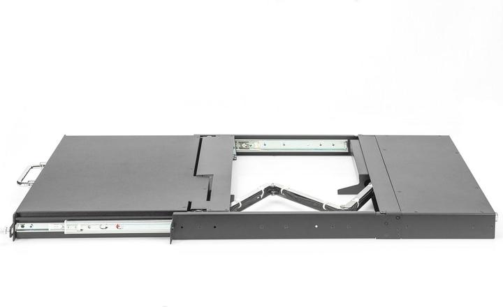 Produktbild Digitus Modul. 43,2cm HD LCD TFT Konsole, 16 Port VGA,FR mit 16 Port VGA KVM, FR Tastatur, RAL 9005 schwarz