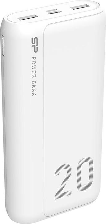 Actual product image Silicon Power GS15 Powerbank External battery 20000 mAh 2x USB 2.1A (SP20KMAPBKGS150W) Baltas (20000 mAh, 74 Wh)