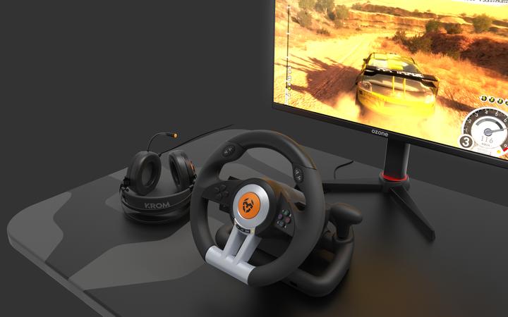Image du produit Krom K-Wheel Noir USB Volant + Pédales Analogique / Numérique PlayStation 4 (Xbox One S, Playstation Classic, PS3, PS4)