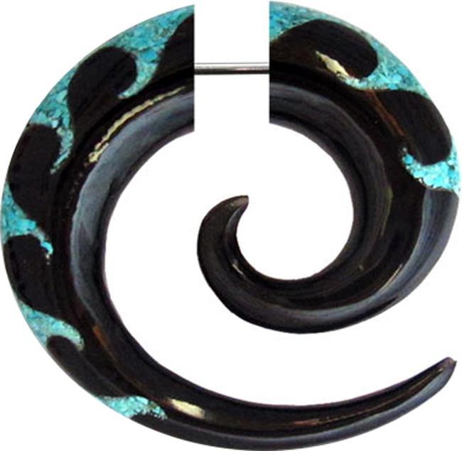 Image du produit Chaotic Trading Fake Spirale aus Horn Wellen aus Türkis Stein (sans laiton, Minéral, Organique)