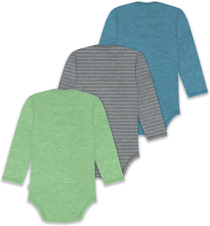 Actual product image Normani 3-pack baby merino bodysuit long sleeve "Auckland" - 9383 (74)