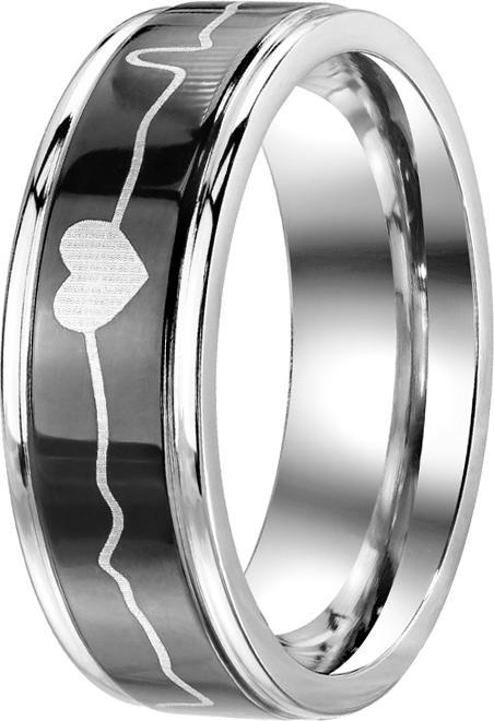 Produktbild Star Piercing Ring silber mit Herzschlag (ohne Messing, Chirurgenstahl 316L)