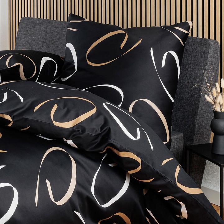 Immagine prodotto Janine Mako-Satin Bettwäsche J.D. 87102 schwarz beige (Copripiumino, 80x80 cm, 135x200 cm)