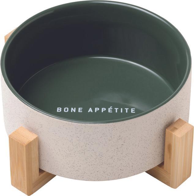 Actual product image Field + Wander Ceramic Dog Bowl With Bamboo Stand