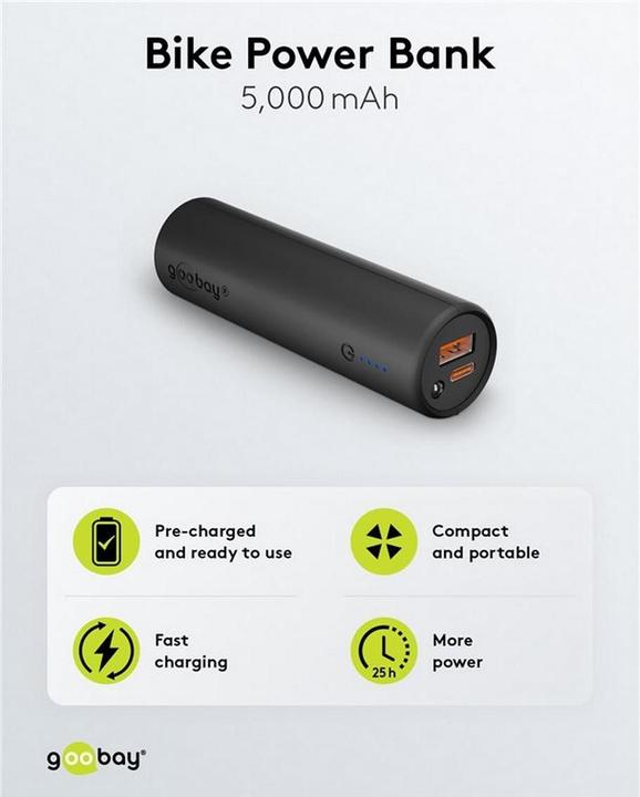 Productafbeelding Goobay Fiets Powerbank (5000 mAh, 18.50 W, 18.50 Wh)