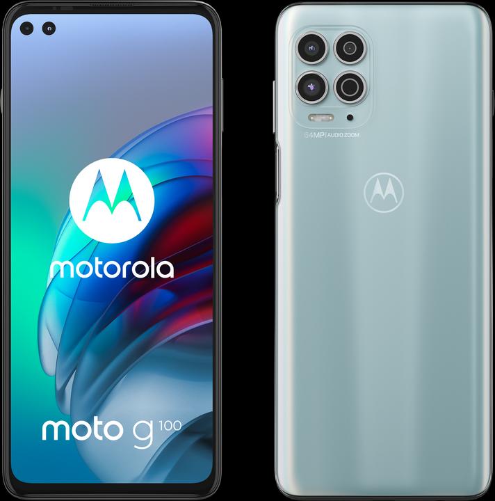Produktbild Motorola Moto G100 (128 GB, Iridescent Sky, 6.70", Hybrid Dual SIM, 64 Mpx, 5G)