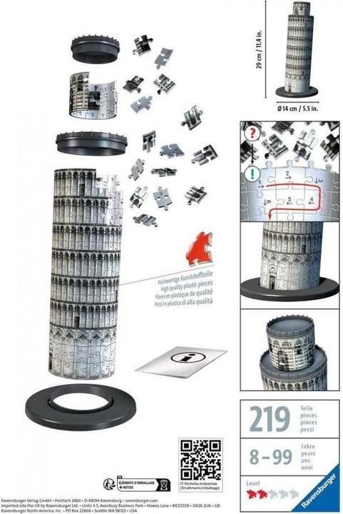 Actual product image Ravensburger 3D Leaning Tower (216 pieces)
