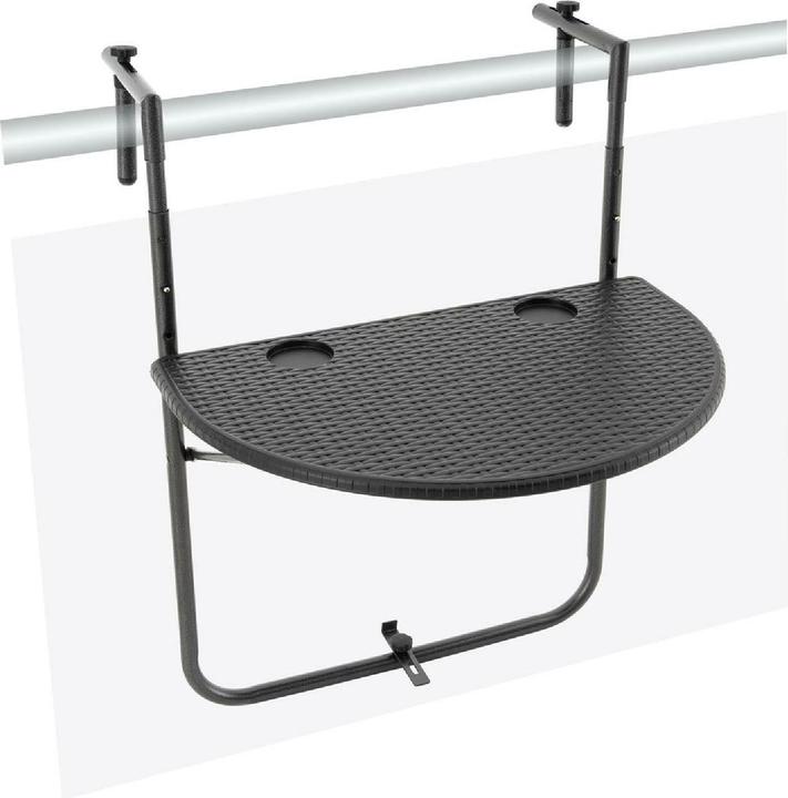 Produktbild VCM Balkonhängetisch Balkontisch Wandklapptisch Hängetisch stabil 59x40 cm schwarz (59 cm)