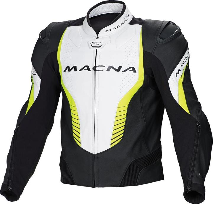 Produktbild Macna FLASH Lederjacke sw.-weiss-neon gelb 50 (Herren, 50)