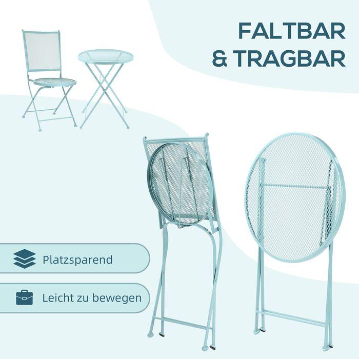 Immagine prodotto Swisshandel24 Set di sedute da giardino per 2 persone set bistrot 1 tavolo + 2 sedie pieghevoli per terrazza (55.50 cm)