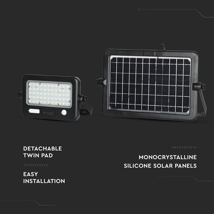 Immagine prodotto V-TAC VT78810 10W LED Proiettore solare corpo nero rimovibile 4000K (1100 lm, IP65)