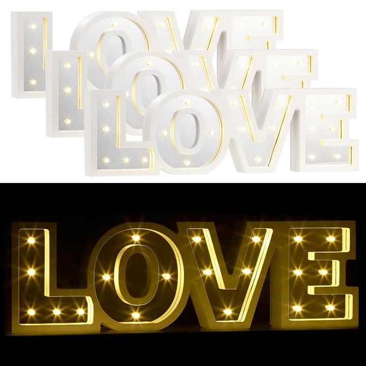 Immagine prodotto Lunartec Scritta LED "LOVE" in legno e specchi con timer, set di 3