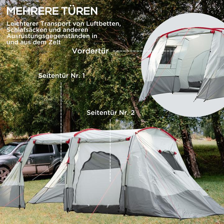 Produktbild Outsunny Campingzelt mit Erdspiesse, Spannseile und Tragetasche (Tunnelzelt, 8.50 kg, 8 Personen)