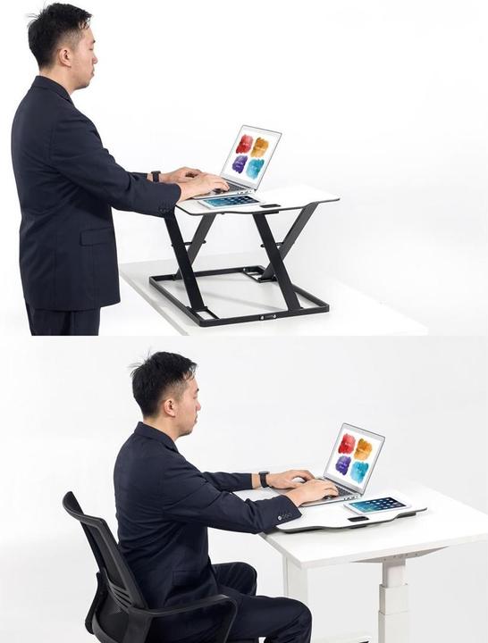 Actual product image Ergo Office Ultra-thin desktop converter, stand for work while sitting or standing, white, with gas