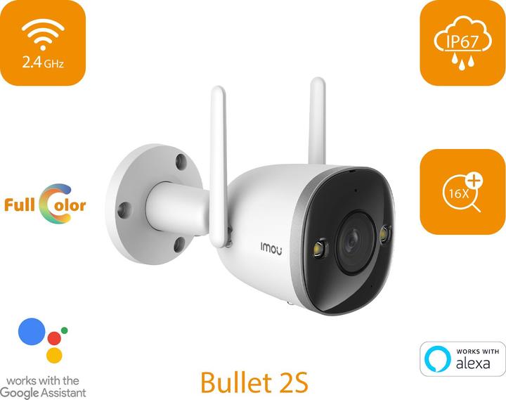 Actual product image Imou Surveillance Camera Bullet 2S 4MP IPC F46FP 0360B WLAN IP 2560 x 1440 Pixel (2560 x 1440 Pixels)