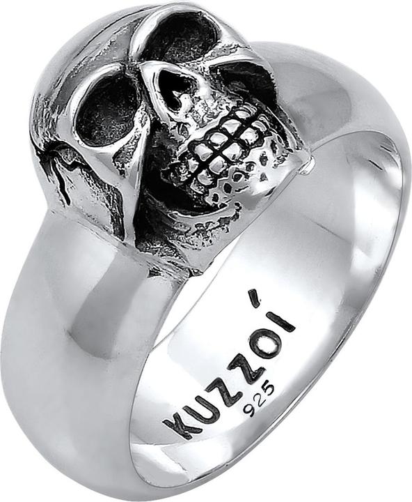 Image du produit Kuzzoi Bague Homme Sceau Tête de mort Oxydée Argent 925 (64, Argent 925)
