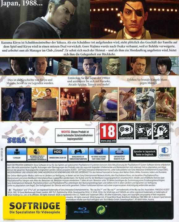 Produktbild Sega Yakuza Zero - Playstation Hits (PS4, Multilingual)