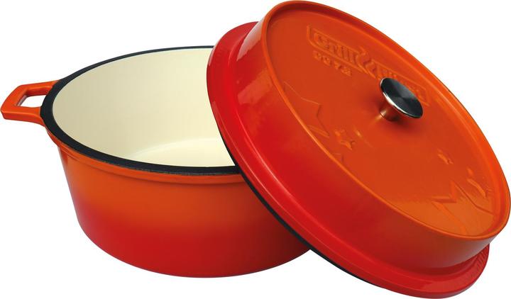 Actual product image Grillfürst Dutch Oven without feet - enamelled - DO7,5 - orange