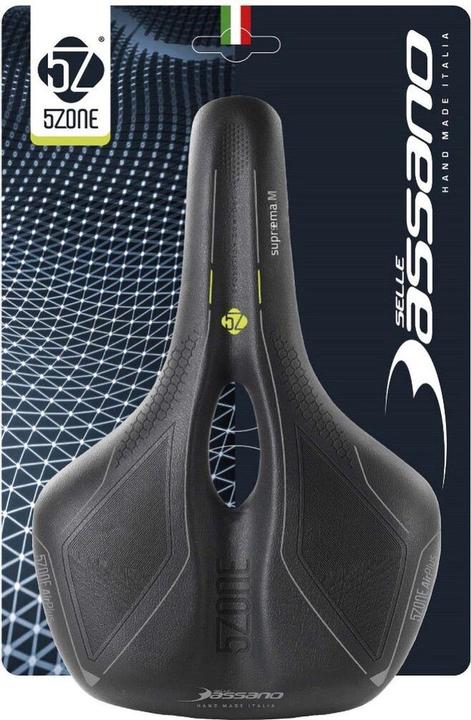 Selle Bassano Fahrrad Sattel Suprema 5zone El Männer mit Elastomerdämpfung - Schwarz
