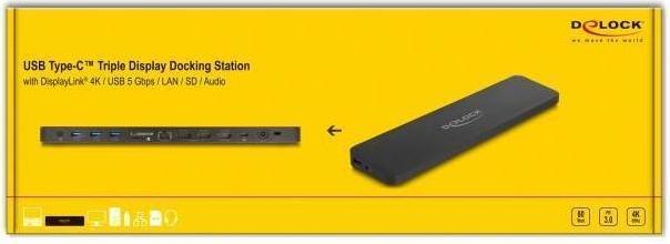 Produktbild Delock USB Type-C Triple Display Dockingstation mit DisplayL (USB-C, 10 Ports)