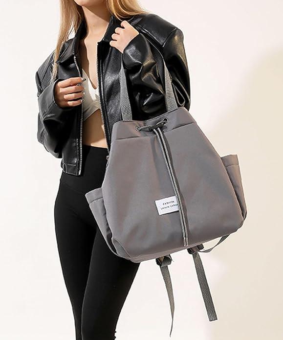 Immagine prodotto Only-Bags.Store Zaino casual con coulisse, borsa a tracolla leggera, zaino portatile in stile preppy