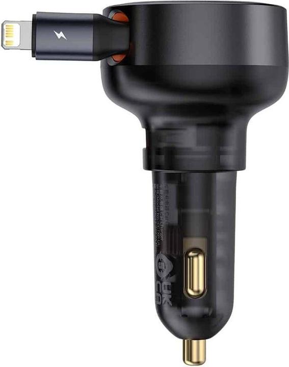 Actual product image Baseus Enjoyment Pro Car Charger U+Retractable iP Cable 55W Cluster - Black
