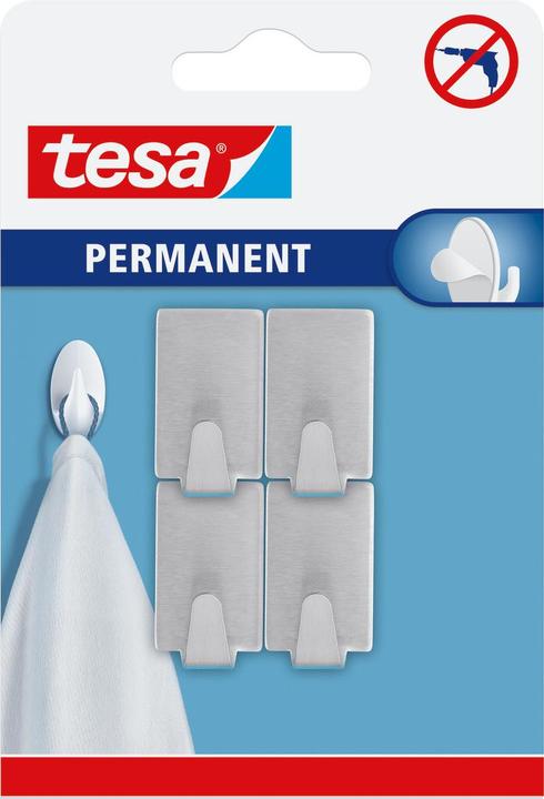 Productafbeelding tesa H6661200 Permanente haak rechthoekig metaal, grijs, 666120000000