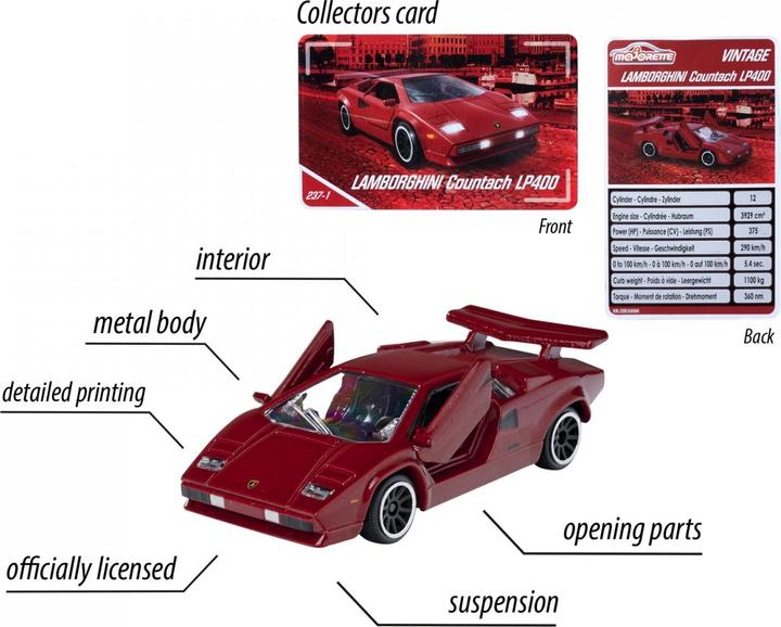 Actual product image Majorette Vintage Lamborghini Countach red