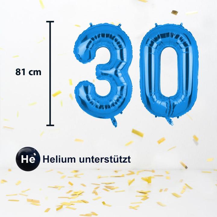 Immagine prodotto Hermex Palloncino in foil numero 30 palloncino numero palloncino elio pallone blu 81cm