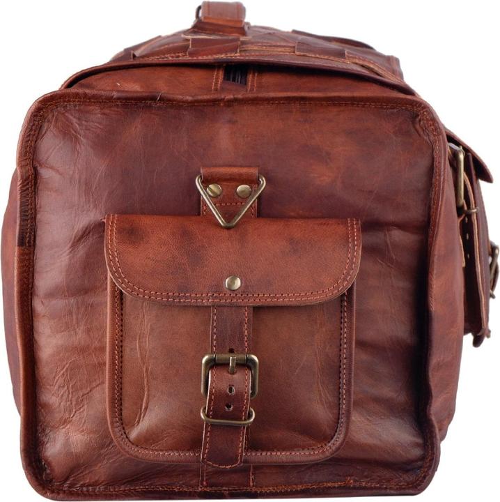 Actual product image Only-Bags.Store Mens Full Grain Leather Travel Bag with Flap, Overnight Weekender Bag, Travel Bag for