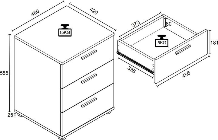 Produktbild VCM Holz Nachttisch Schublade Testalo