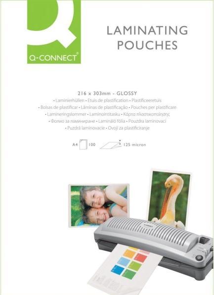 Q-Connect Laminierfolien glänzend (A4, 100 Stück, 125 µm)