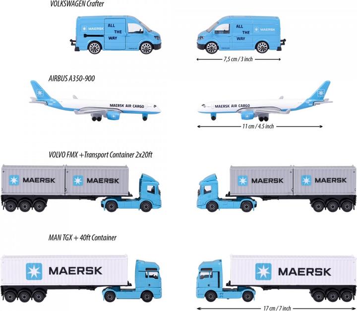 Produktbild Majorette MAERSK Transport Vehicles, 3-asst.
