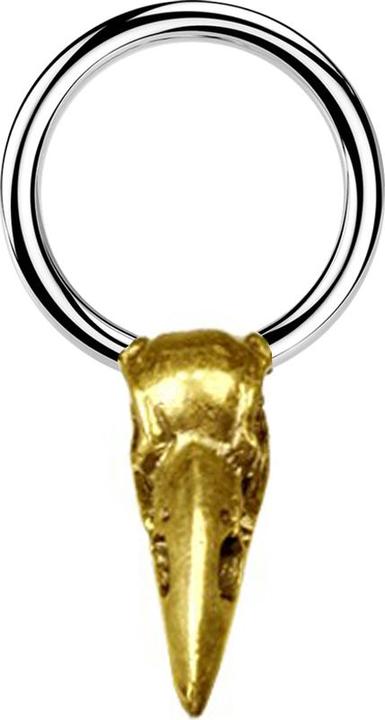 Produktbild Star Piercing Micro Closure Ring silber Krähenschädel vergoldet (Chirurgenstahl 316L, Messing)
